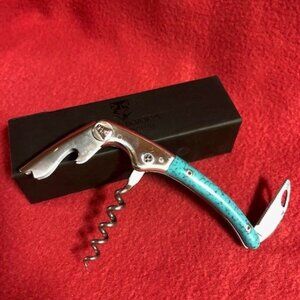 Laguiole Claude Dozorme Corkscrew with Teal Resin Handle